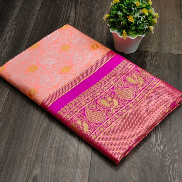 Marziyaa_Polka_Print_Banarasi_Jacquard_Saree_(Pink)