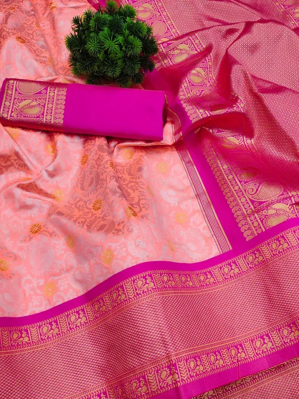 Marziyaa_Polka_Print_Banarasi_Jacquard_Saree_(Pink)