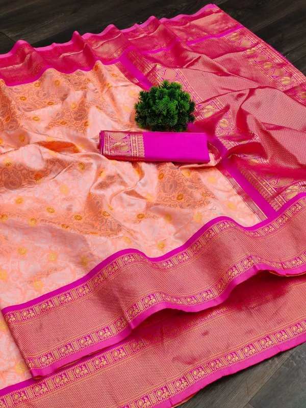 Marziyaa_Polka_Print_Banarasi_Jacquard_Saree_(Pink)