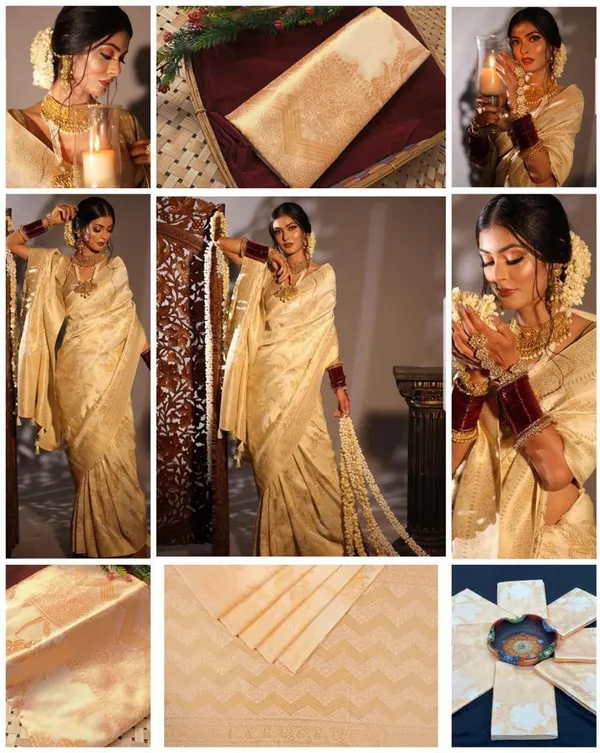 Marziyaa_Polka_Print_Banarasi_Jacquard_Saree_(Cream)