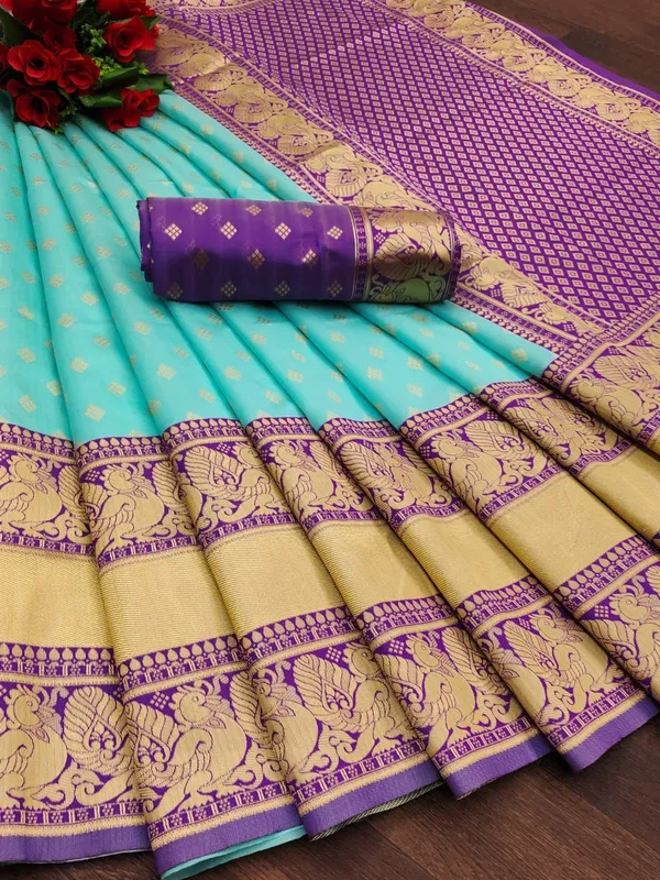 Marziyaa_Paisley_Banarasi_Jacquard_Saree_(Light_Blue)