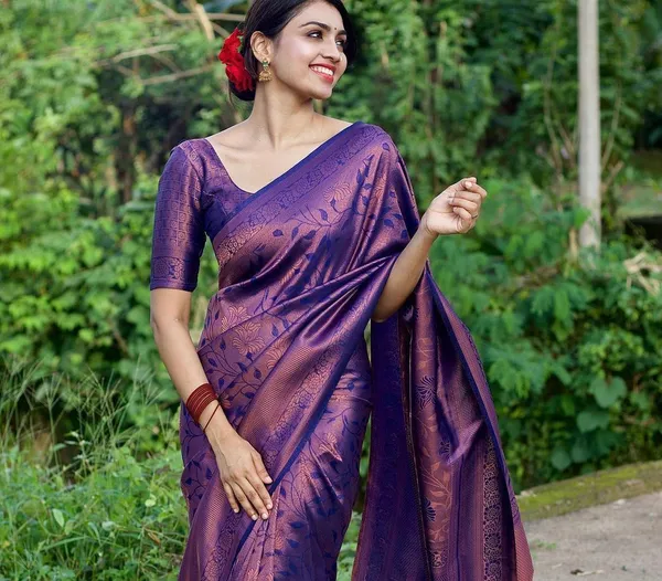 Marziyaa_Polka_Print_Banarasi_Jacquard_Saree_(Blue)