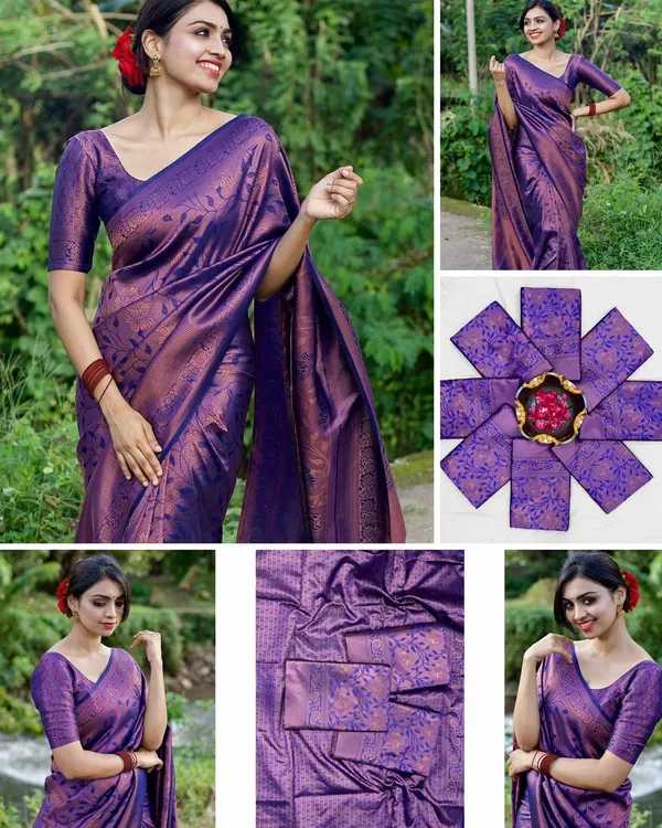 Marziyaa_Polka_Print_Banarasi_Jacquard_Saree_(Blue)