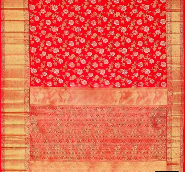 Marziyaa_Polka_Print_Banarasi_Jacquard_Saree_(Red)