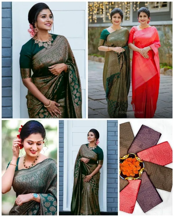 Marziyaa_Polka_Print_Banarasi_Jacquard_Saree_(Green)