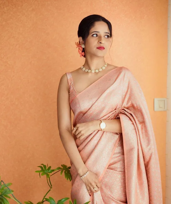 Marziyaa_Polka_Print_Banarasi_Jacquard_Saree_(Orange)