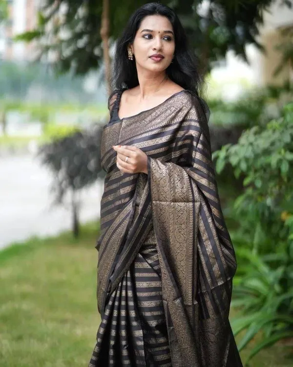 Marziyaa_Printed_Banarasi_Jacquard_Saree_(Black)