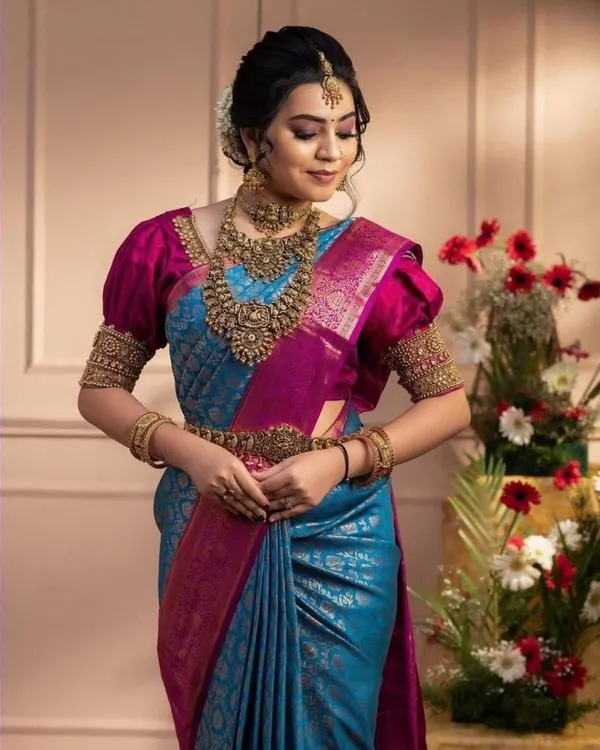 Marziyaa_Printed_Banarasi_Jacquard_Saree_(Blue)
