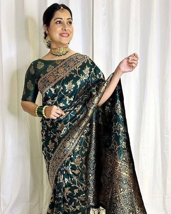 Marziyaa_Printed_Banarasi_Jacquard_Saree_(Green)