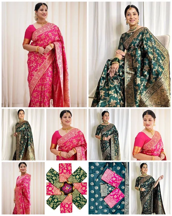 Marziyaa_Printed_Banarasi_Jacquard_Saree_(Green)