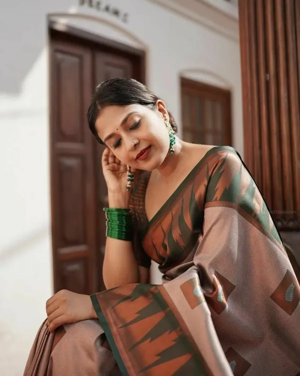 Marziyaa_Printed_Banarasi_Jacquard_Saree_(Green)
