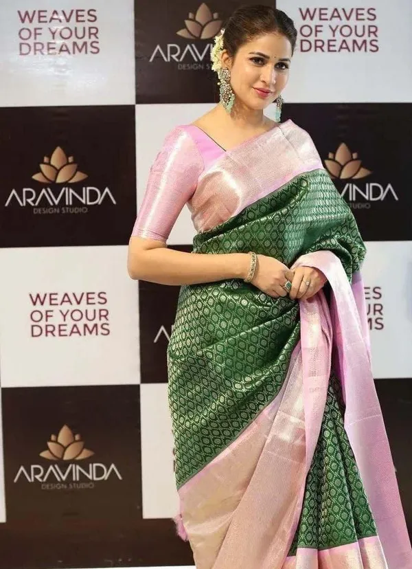 Marziyaa_Printed_Banarasi_Silk_Blend_Saree_(Green)