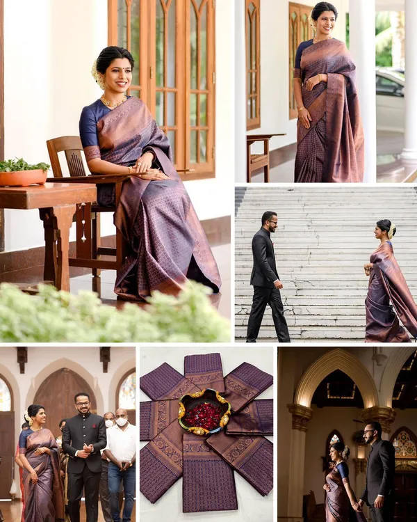 Marziyaa_Polka_Print_Banarasi_Jacquard_Saree_(Dark_Blue)
