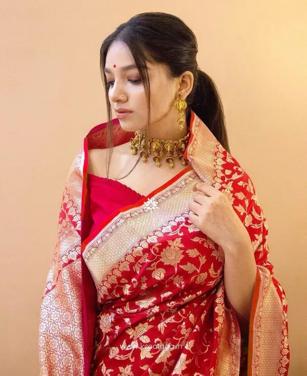 Marziyaa_Printed_Banarasi_Jacquard_Saree_(Red)