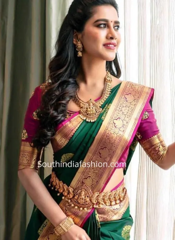 Marziyaa_Printed_Banarasi_Jacquard_Saree_(Green)
