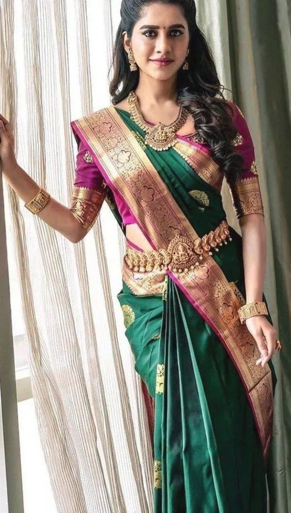 Marziyaa_Printed_Banarasi_Jacquard_Saree_(Green)