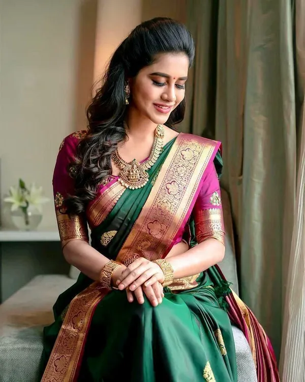 Marziyaa_Printed_Banarasi_Jacquard_Saree_(Green)