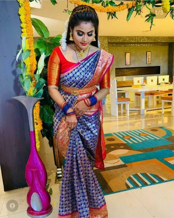 Marziyaa_Printed_Banarasi_Jacquard_Saree_(Blue)