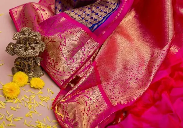 Marziyaa_Printed_Banarasi_Jacquard_Saree_(Blue)