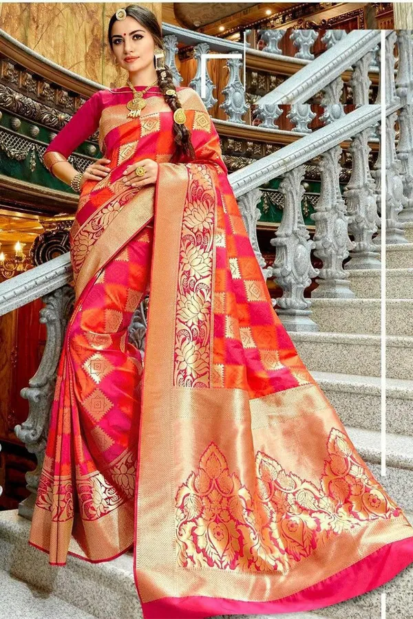 Marziyaa_Printed_Banarasi_Jacquard_Saree_(Pink)