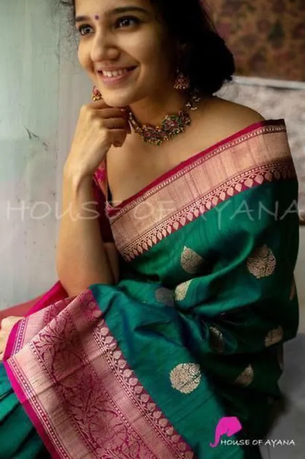 Marziyaa_Polka_Print_Banarasi_Jacquard_Saree_(Light_Green)