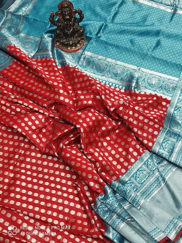 Marziyaa_Polka_Print_Banarasi_Jacquard_Saree_(Red)