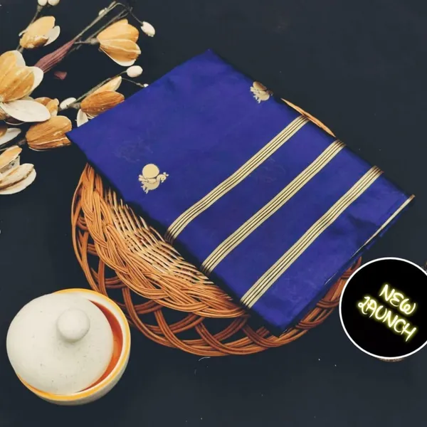 Marziyaa_Polka_Print_Banarasi_Jacquard_Saree_(Blue)
