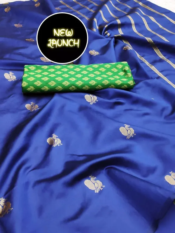 Marziyaa_Polka_Print_Banarasi_Jacquard_Saree_(Blue)