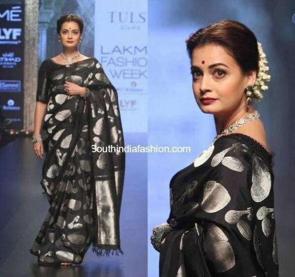 Marziyaa_Polka_Print_Banarasi_Jacquard_Saree_(Black)