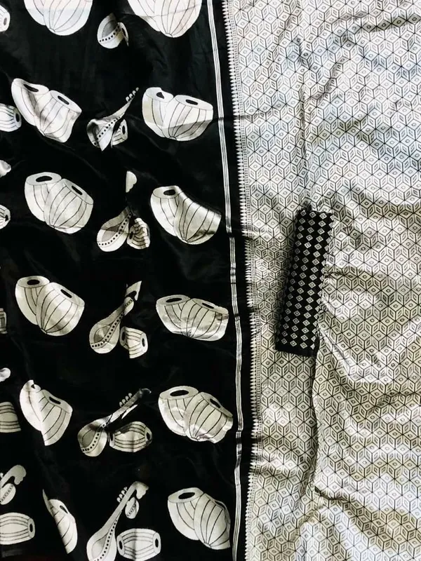 Marziyaa_Polka_Print_Banarasi_Jacquard_Saree_(Black)