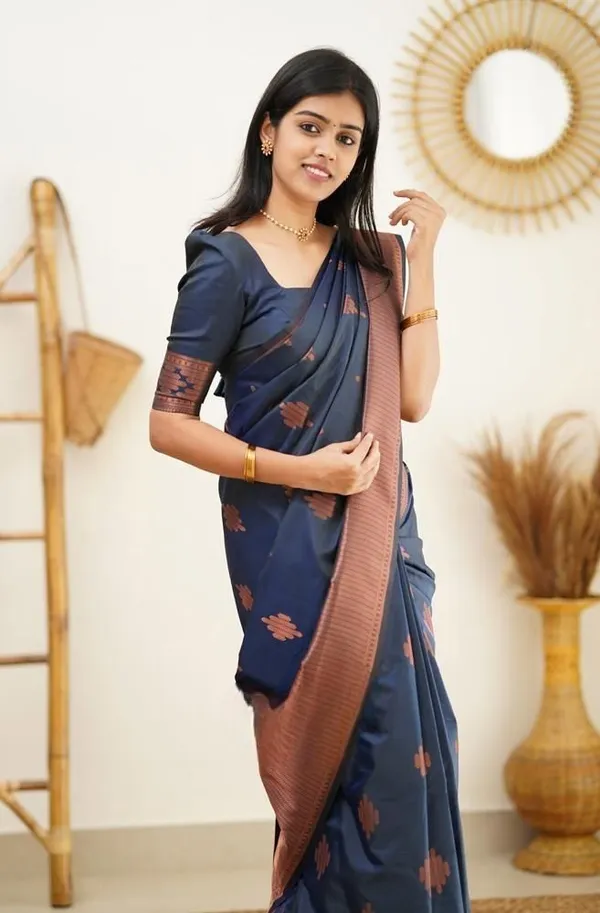 Marziyaa_Striped_Printed_Banarasi_Jacquard_Saree_(Dark_Blue)