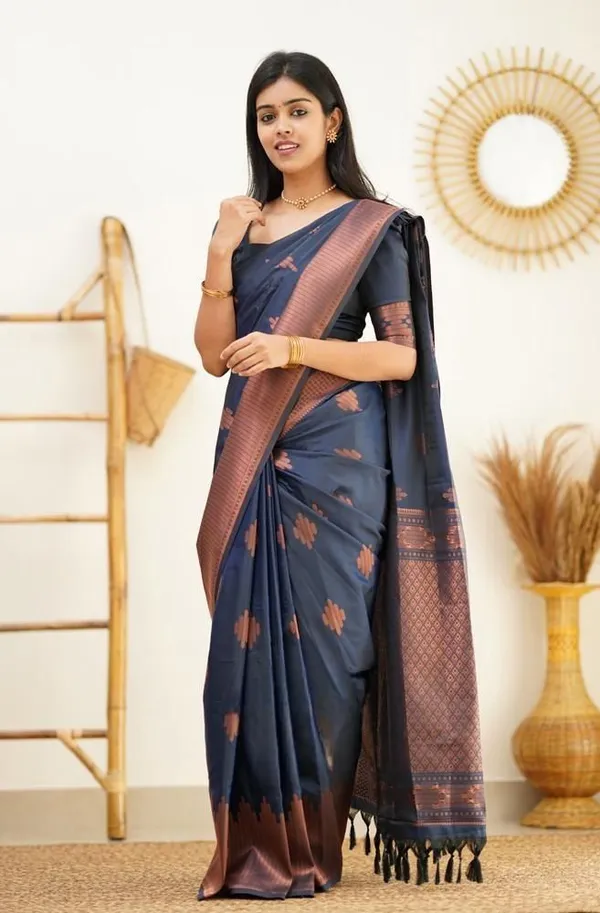 Marziyaa_Striped_Printed_Banarasi_Jacquard_Saree_(Dark_Blue)