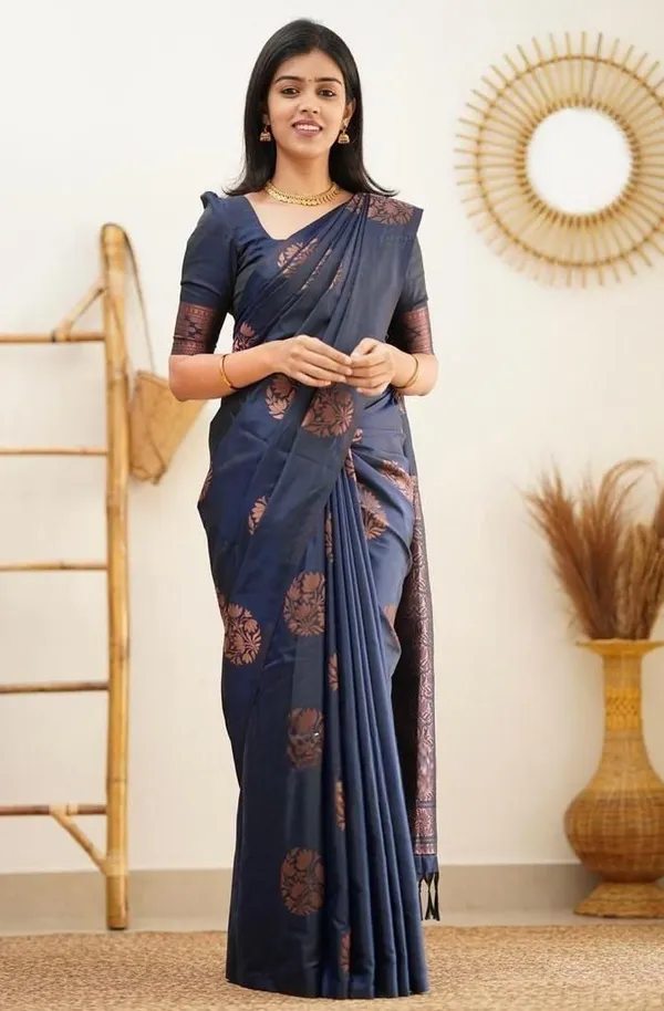 Marziyaa_Checkered_Banarasi_Jacquard_Saree_(Blue)