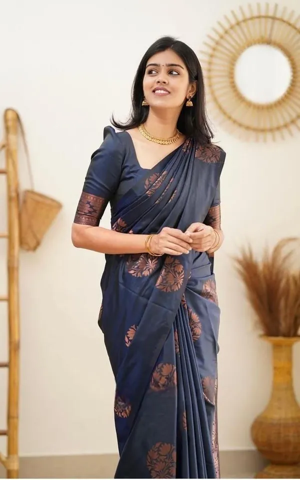 Marziyaa_Checkered_Banarasi_Jacquard_Saree_(Blue)