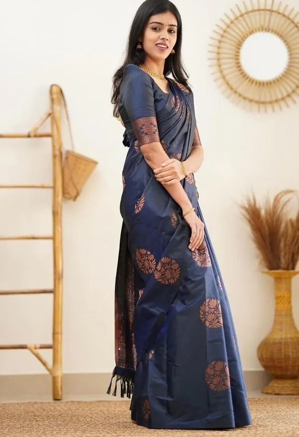 Marziyaa_Checkered_Banarasi_Jacquard_Saree_(Blue)