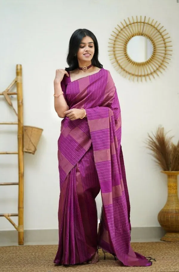 Marziyaa_Floral_Print_Banarasi_Jacquard_Saree_(Pink)