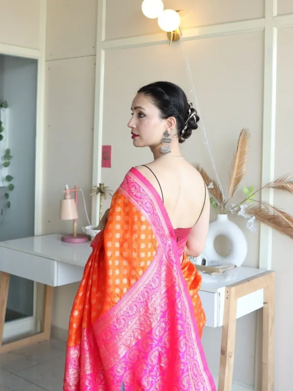 Marziyaa_Woven_Banarasi_Jacquard_Saree_(Orange_Pink)