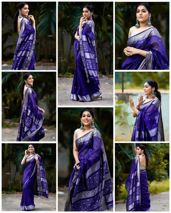 Marziyaa_Plain_Floral_Print_Banarasi_Jacquard_Saree_(Blue)