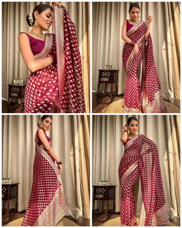 Marziyaa_Woven_Banarasi_Jacquard_Saree_(Maroon_Gold)