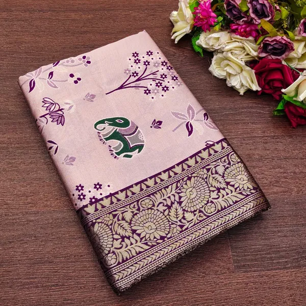 Marziyaa_Animal_Print_Banarasi_Jacquard_Saree_(Pink_Purple)