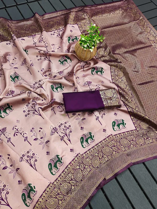 Marziyaa_Animal_Print_Banarasi_Jacquard_Saree_(Pink_Purple)