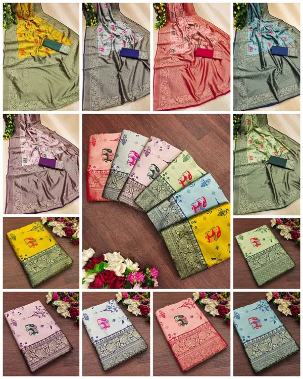 Marziyaa_Animal_Print_Banarasi_Jacquard_Saree_(Light_Green_Green)