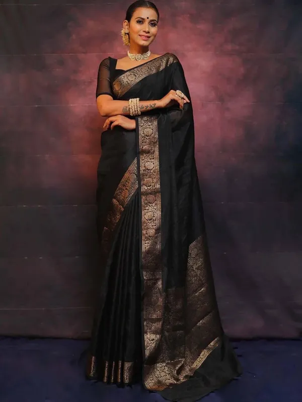Marziyaa_Plain_Banarasi_Jacquard_Saree_(Black)