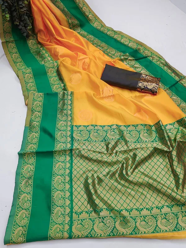 Marziyaa_Animal_Print_Banarasi_Jacquard_Saree_(Yellow_Green)
