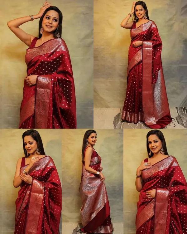 Marziyaa_Embroidered_Banarasi_Jacquard_Saree_(Red)