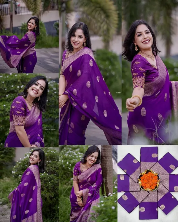 Marziyaa_Floral_Print_Banarasi_Jacquard_Saree_(Purple)