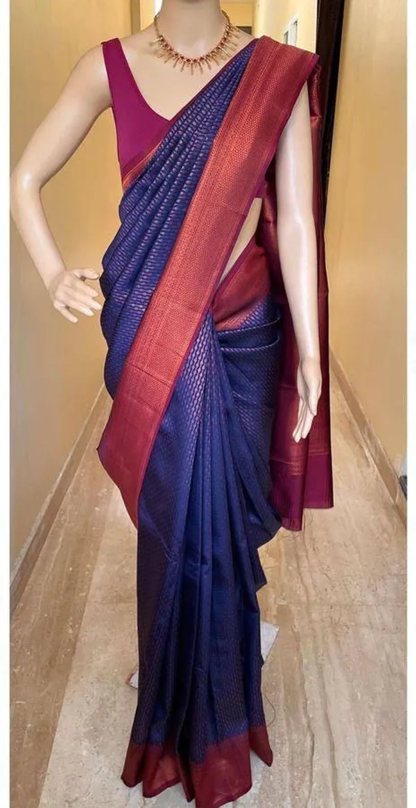 Marziyaa_Woven_Banarasi_Jacquard_Saree_(Dark_Blue)