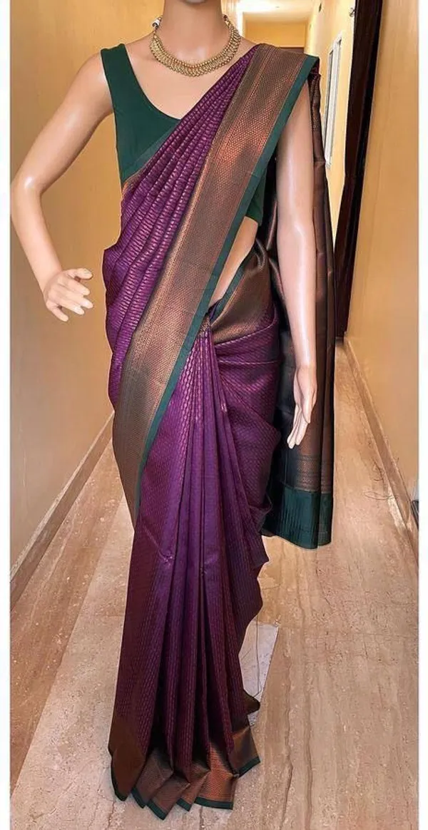 Marziyaa_Woven_Banarasi_Jacquard_Saree_(_Purple_Green)