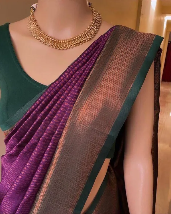Marziyaa_Woven_Banarasi_Jacquard_Saree_(_Purple_Green)