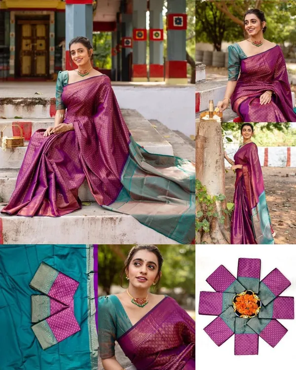 Marziyaa_Floral_Print_Banarasi_Jacquard_Saree_(Maroon)